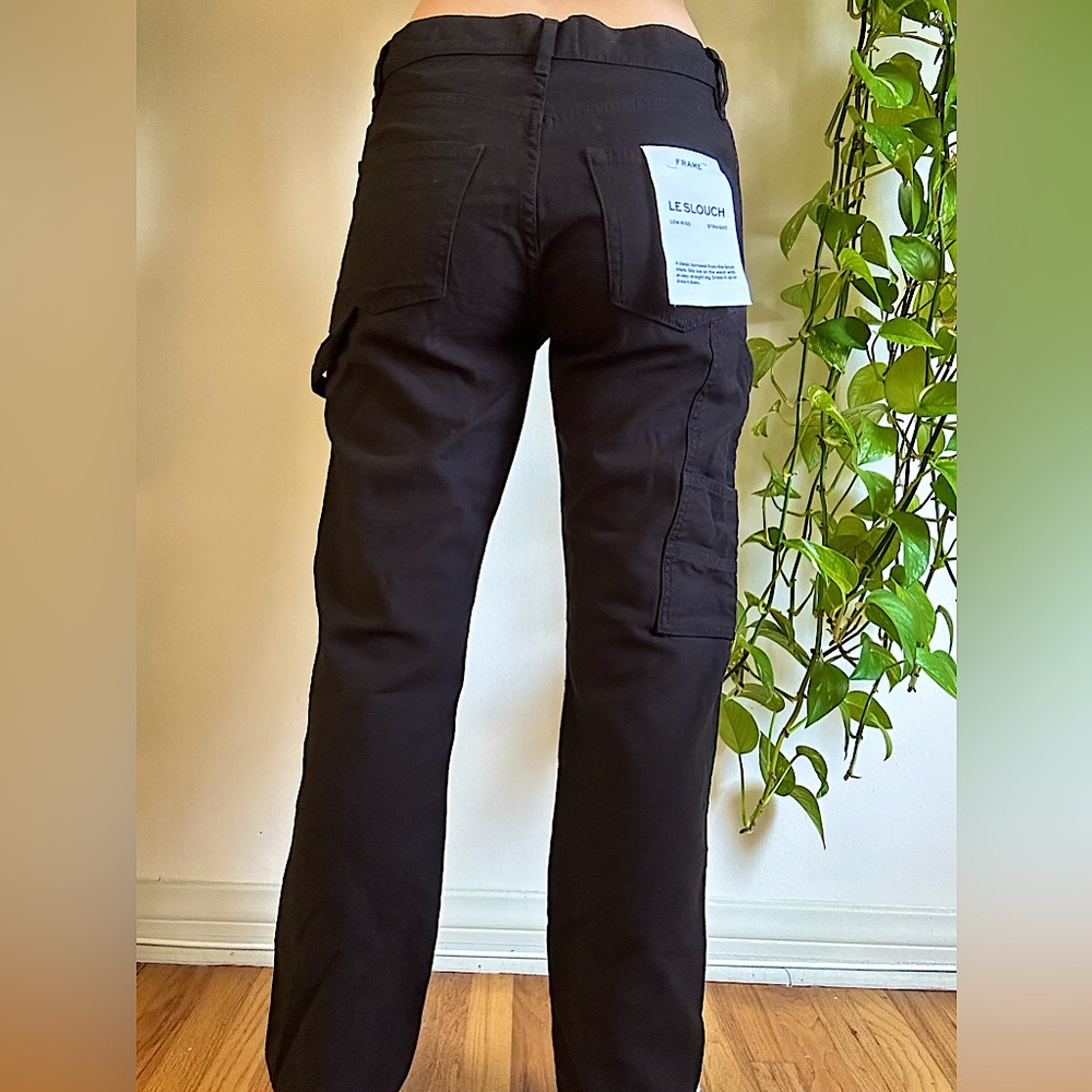 FRAME Le Slouch Utility Patch Jeans Black Size 25
